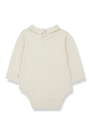 Body Marisa in cotone beige, manica lunga, colletto alla francese, dettaglio e chiusura con bottoni automatici, leggermente elasticizzato 1+IN THE FAMILY KIDS | MARISAECRU